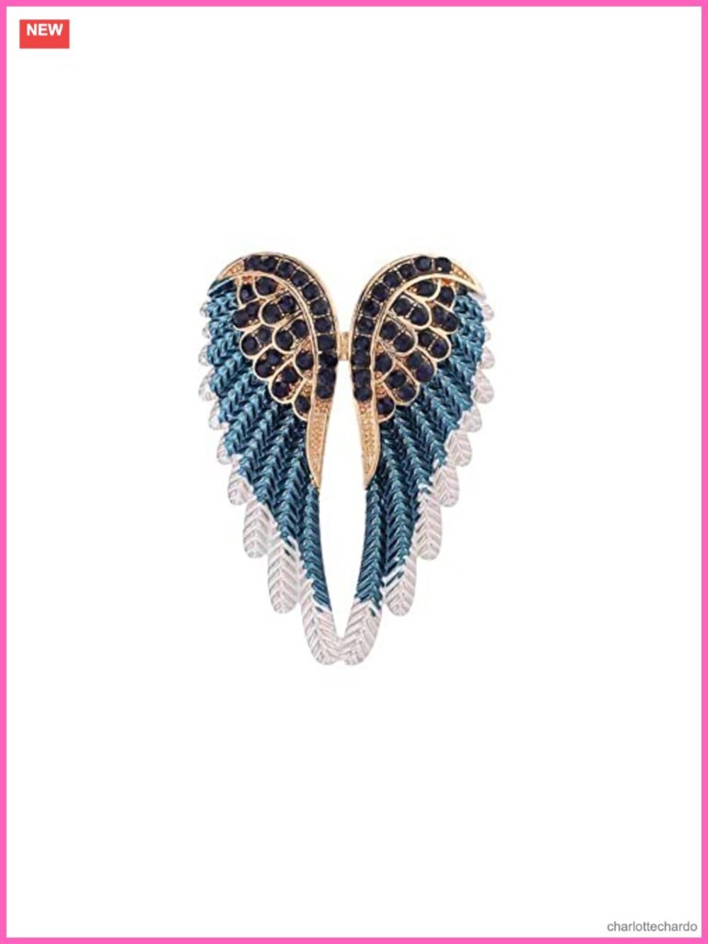 Cubic Zirconia Angel Wing Brooch Pin Fashion Jewelry Gift